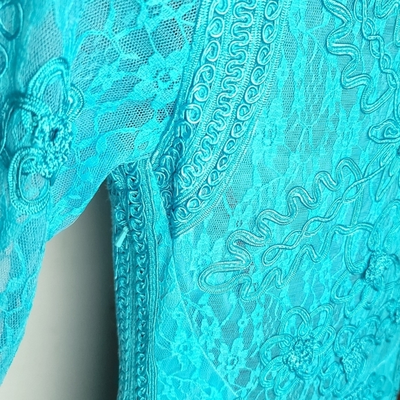 **HOST PICK**NWT SUE WONG NOCTURNE | Lace Dress 3/4 Sleeves US6 #N2111 Turquoise - Picture 5 of 9